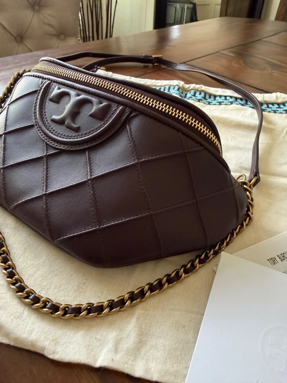 Tory Burch Fleming Nappa Leather Bag in Albarossa (Rich Burgundy)